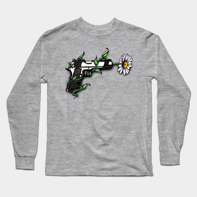 Daisy in Gun Barrel Long Sleeve T-Shirt by bonedesigns